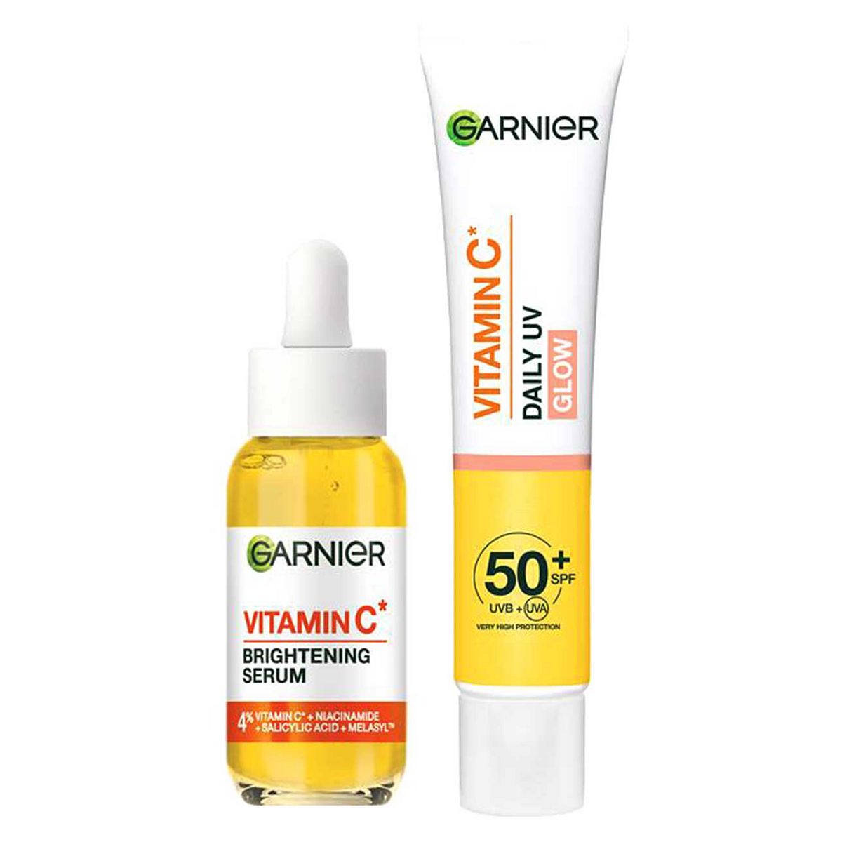 Garnier Vitamin C Serum 30Ml & Daily Uv Fluid Spf50+ Glow 40Ml Duo