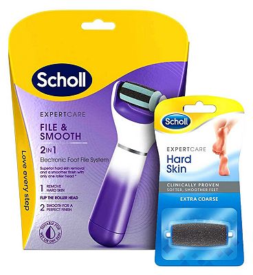 Scholl Pedi Electronic Footfile and Roller Head Refill Bundle