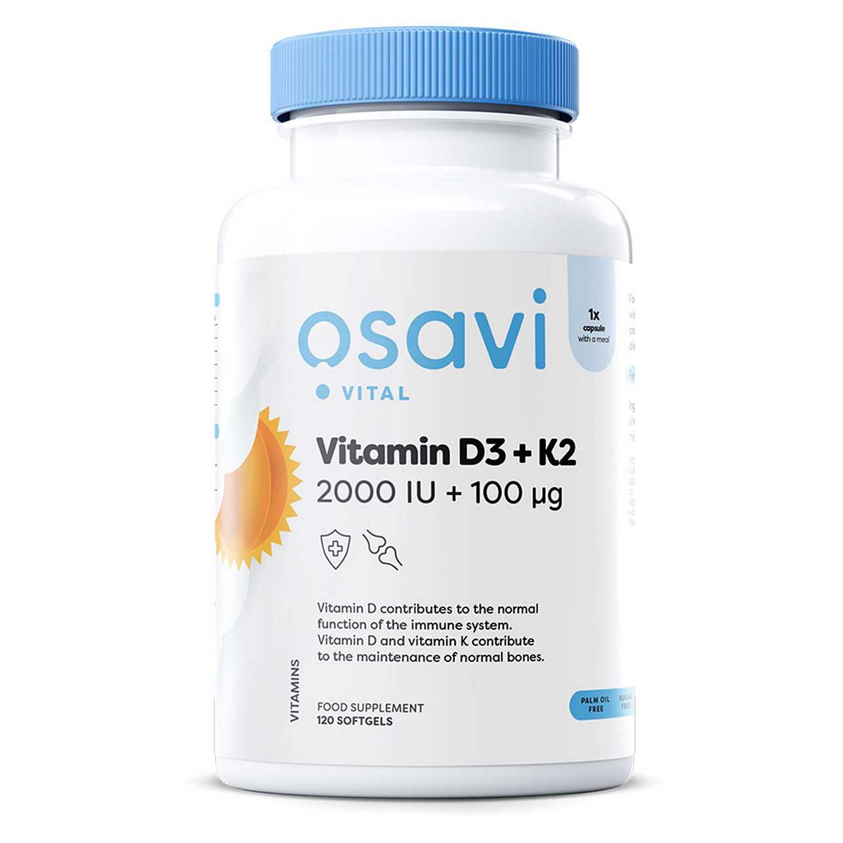 Osavi - Vitamin D3 + K2, 2000Iu 100Mcg 120 Softgels