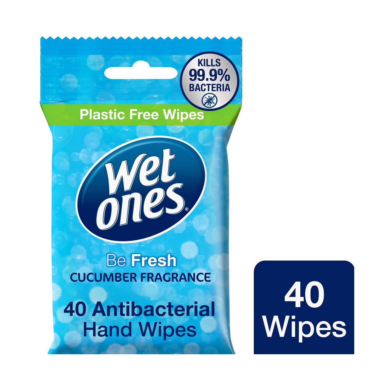 Wet Ones Antibacterial Hand Wipes Biodegradable & Plastic-Free Be Fresh 40
