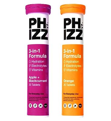 Phizz Orange & Apple + Blackcurrant 3-in-1 Hydration, Electrolytes and Vitamins Effervescent Bundle 