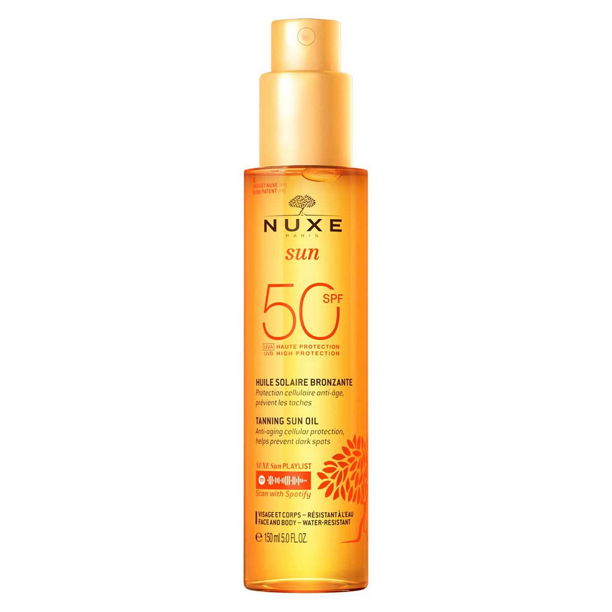 NUXE Tanning Sun Oil Spf50 High Protection Face & Body 150ml