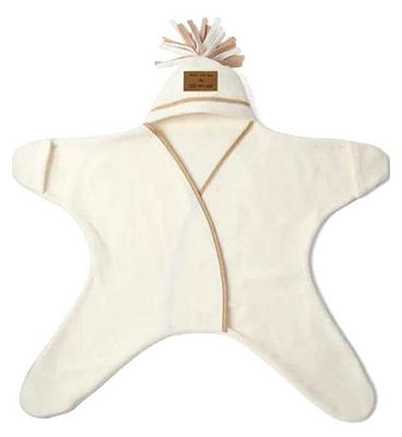 Clair de Lune Star Fleece Baby Wrap Blanket - 6-12 Months (Cream)