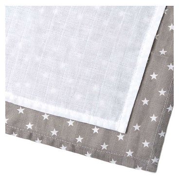 Clair de Lune 2 Pack Star Muslin Swaddles - 115 x 115 cm