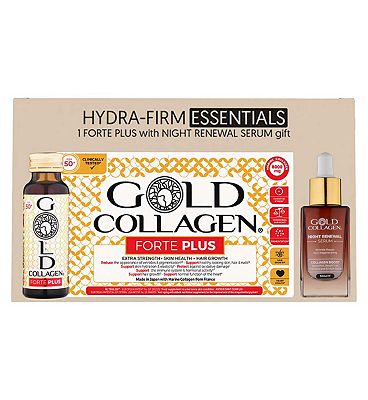 Gold Collagen Hydra-Firm Essentials  Unique Bundle Featuring Forte Plus Skincare Supplement + Night 