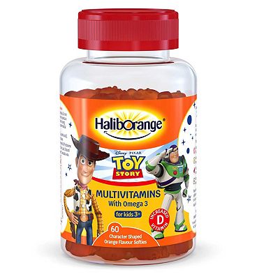 Haliborange Disney Toy Story Multivitamins with Omega 3, 60 Orange Flavour Gummies