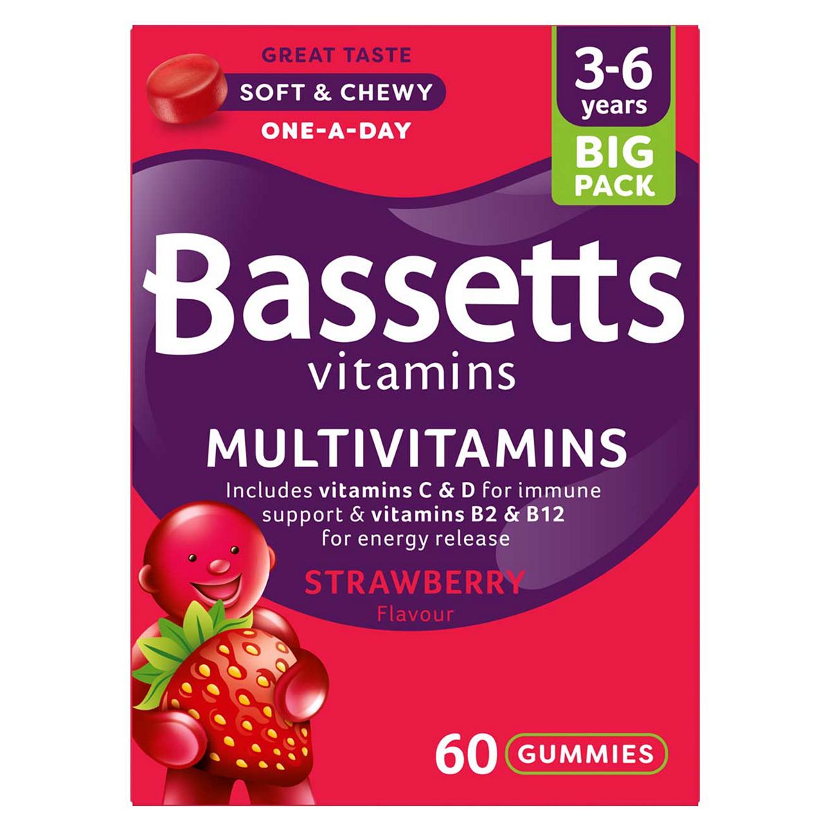 Bassetts Multivitamins Strawberry Flavour 3-6 Years 60 Pack