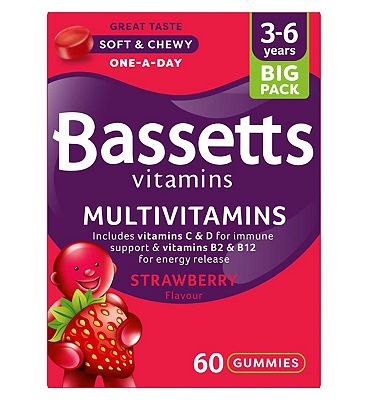 Bassetts Multivitamins Strawberry Flavour 3-6 Years 60 Pack