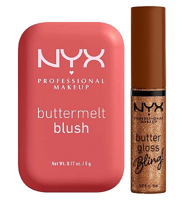 NYX Buttermelt Blush Feeling Butta 02 5g & Buttergloss Bling Pay me in Gold Lip Gloss 8ml Duo