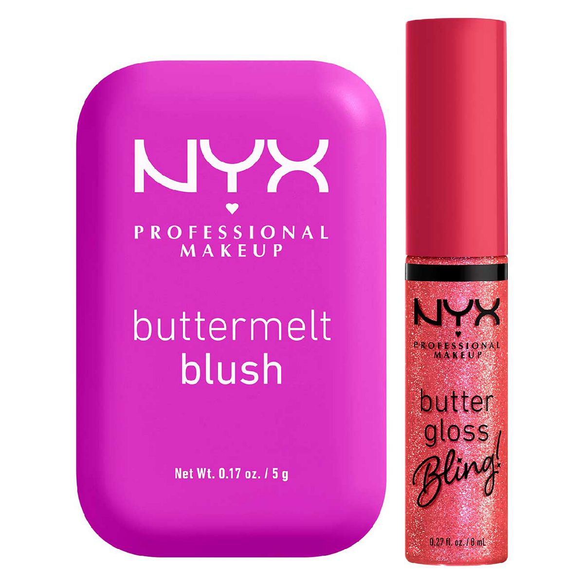 NYX Professional Makeup Nyx Buttermelt Blush All The Butta 5G & Buttergloss Bling Lip Gloss She Got Money 8Ml Duo