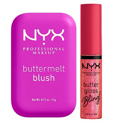 NYX Buttermelt Blush All the Butta 5g & Buttergloss Bling Lip Gloss She Got Money 8ml Duo