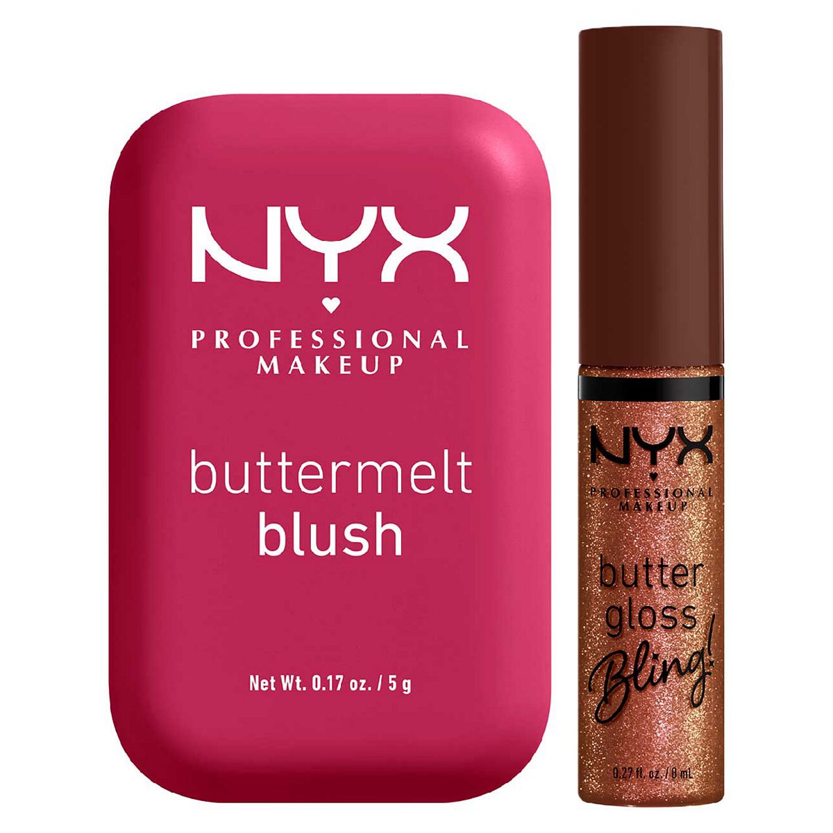 NYX Professional Makeup Nyx Buttermelt Blush Butta Than Before 11 5G & Buttergloss Bling Lip Gloss Hu$Stla 8Ml Duo