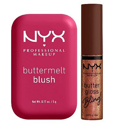 NYX Buttermelt Blush Butta than Before 11 5g & Buttergloss Bling Lip Gloss Hu$stla 8ml Duo