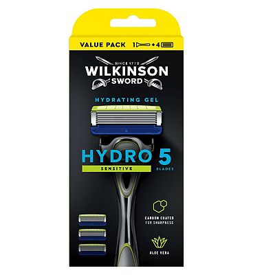Wilkinson Sword Hydro 5 Sensitive Razor For Men with Aloe Vera to Reduce Irritation, 1 Men's Razor H