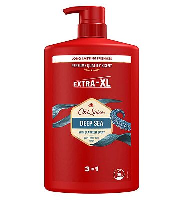 Old Spice Deep Sea Mens Shower Gel & Shampoo 1000ml Multi-Use 3-in-1 Hair-Face-Body Wash