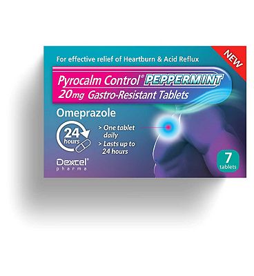 Pyrocalm Control Peppermint Flavour 20mg Omeprazole Gastro-Resistant Tablets - 7 Tablets