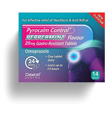 Pyrocalm Control Peppermint Flavour 20mg Omeprazole Gastro-Resistant Tablets - 14 Tablets
