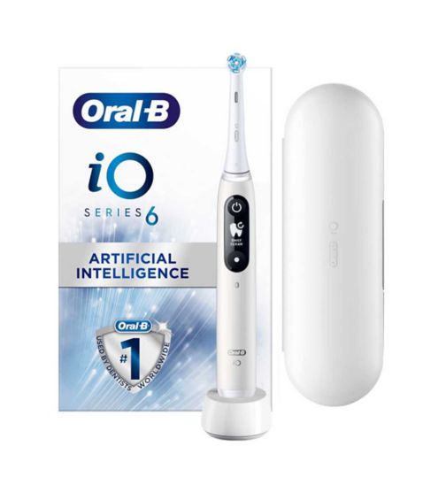 Oral B iO6 White Alabaster Electric Ultimate Clean Toothbrush with Travel Case
