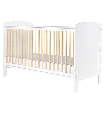 Ickle Bubba Coleby Scandi Cot Bed and Fibre Mattress - Scandi White