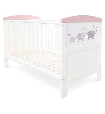 Ickle Bubba Coleby Style Cot Bed - Elephant Love Pink