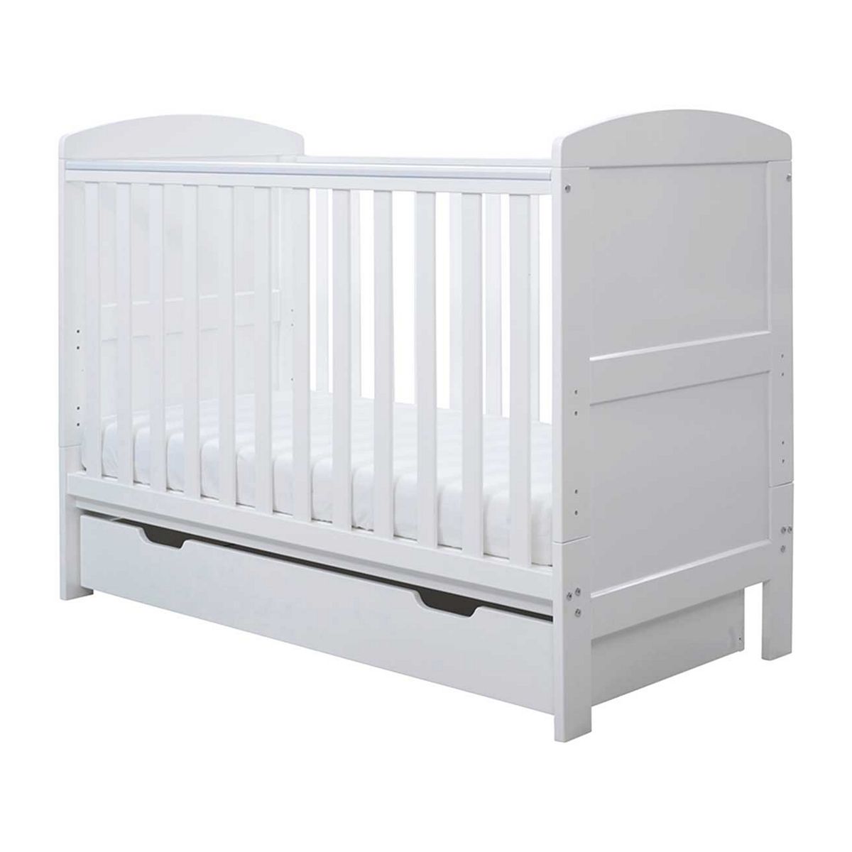 Ickle Bubba Coleby Mini Cot Bed, Under Drawer And Fibre Mattress - White