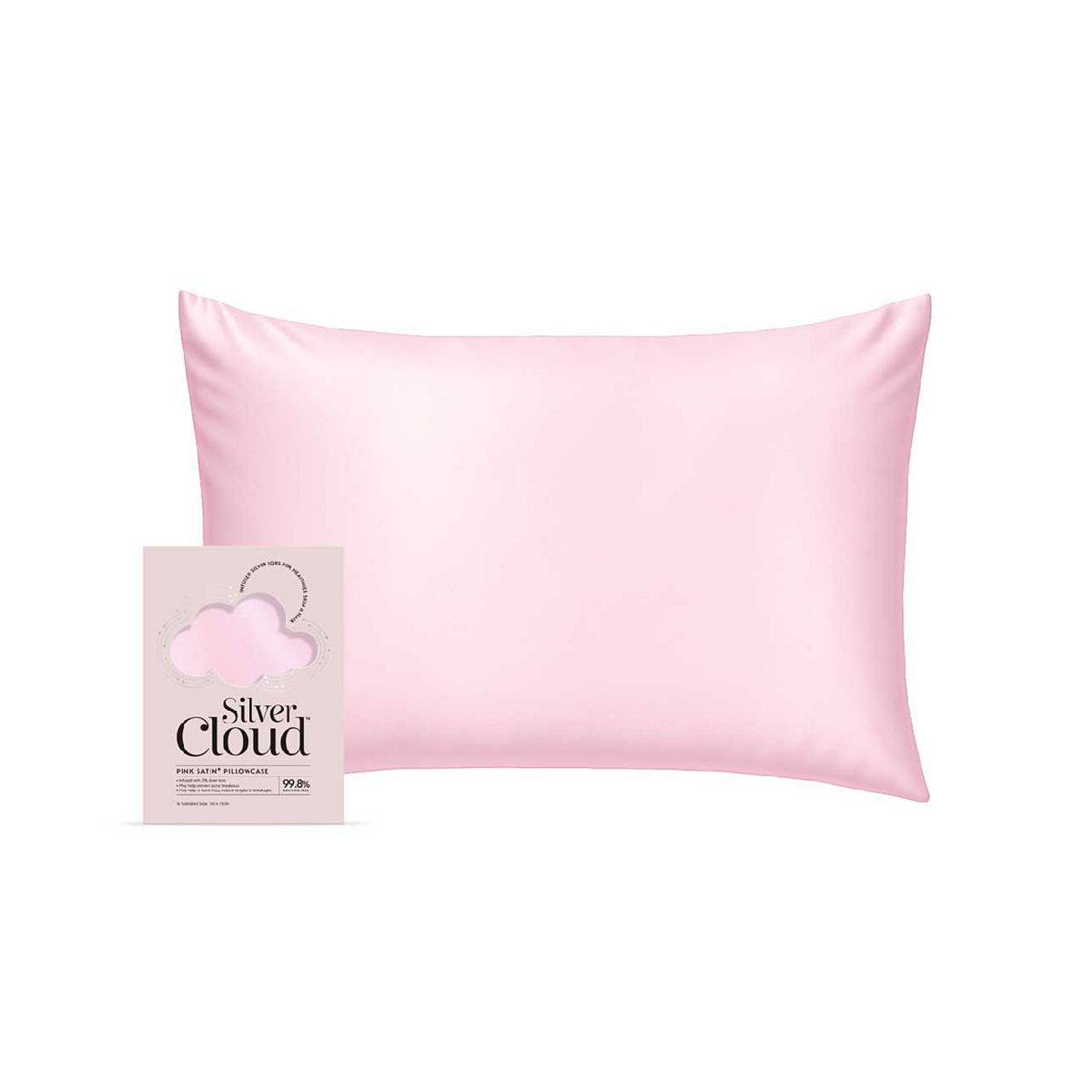 Silver Cloud Pink Satin Pillowcase Infused With Silver Ions