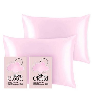 Silver Cloud Pink Satin Pillowcase Twinpack