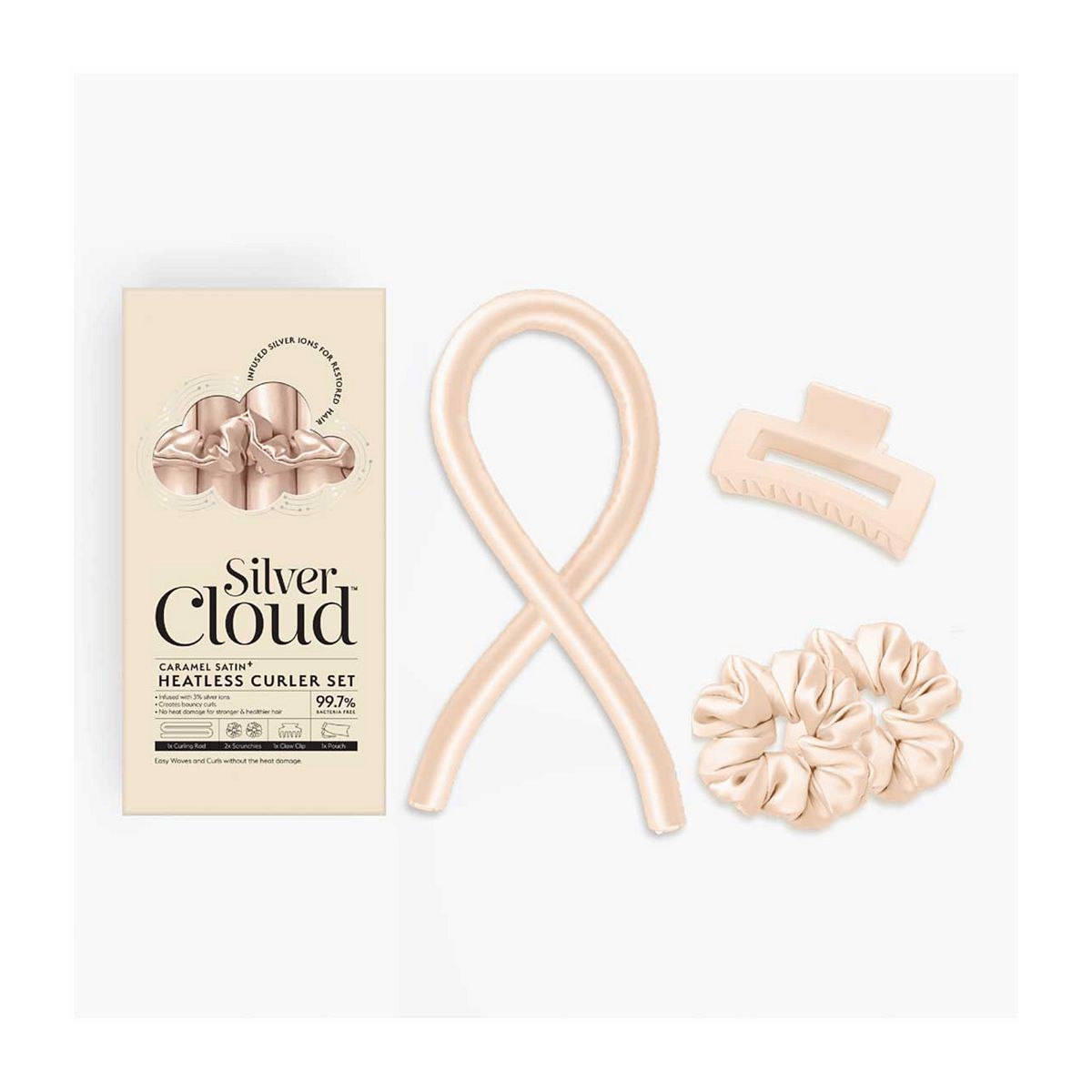 Silver Cloud Silver Ion Infused Caramel Heatless Hair Curler Set