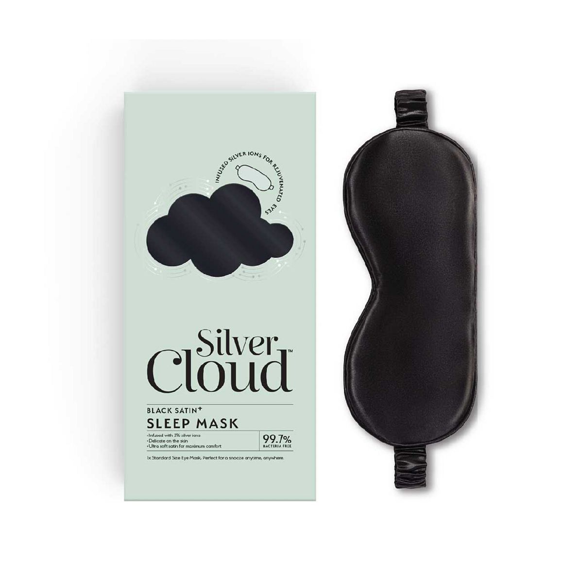 Silver Cloud Black Satin Sleep Mask