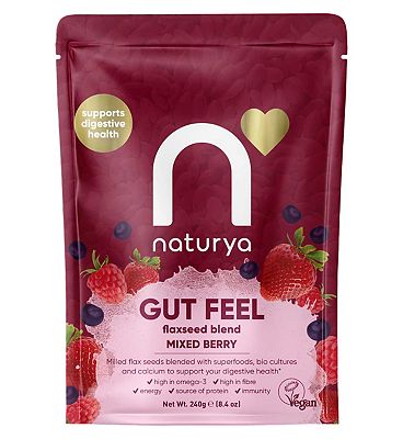 Naturya Gut Feel Flaxseed Blend Mixed Berry, Vegan Superfood Blend, 240g