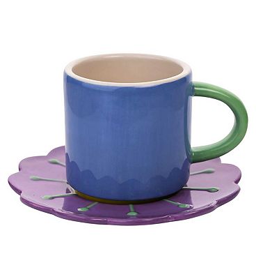 Raspberry Blossom Blue Mug & Coaster Set