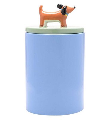 Raspberry Blossom Blue Dog Treat Jar