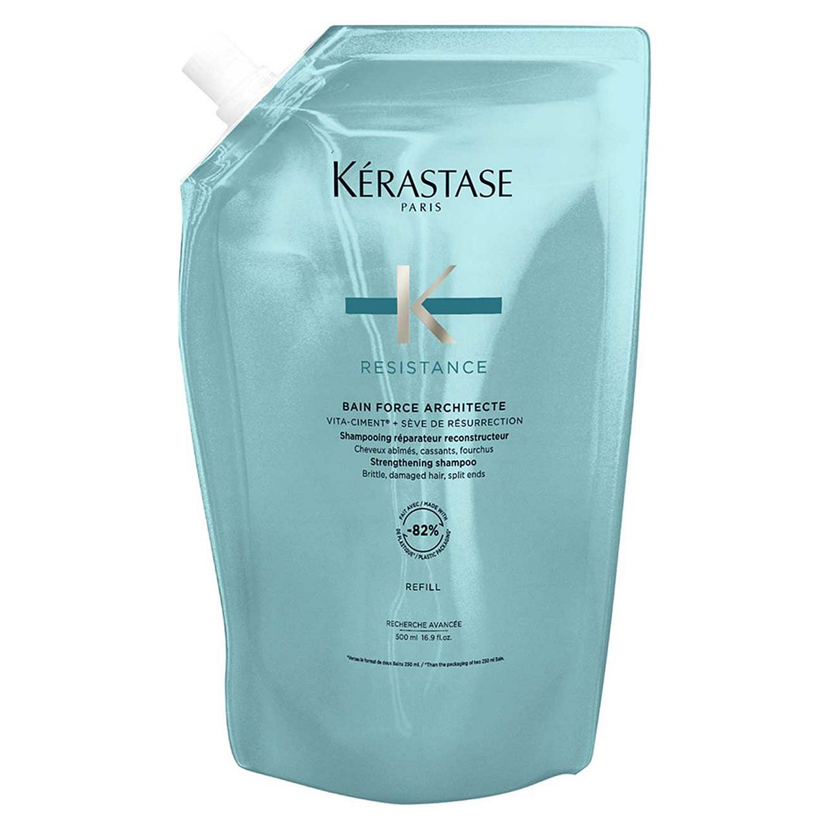 Kerastase Kérastase Resistance Shampoo Strengthening And Fortifying Refill Pouch For Damaged, Brittle Hair With Vita-Ciment Complex 500ml