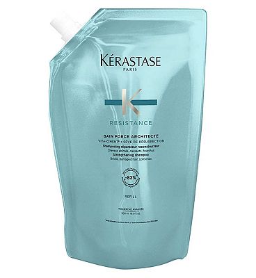 Krastase Resistance Shampoo Strengthening and Fortifying Refill Pouch for Damaged, Brittle Hair with