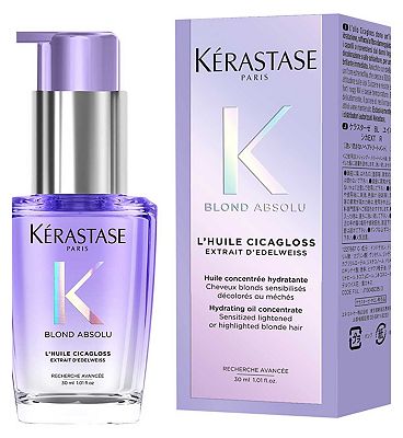 Krastase Blond Absolu Hair Oil Huile Cicagloss Bottle, for Blonde or Lightened Hair with Hyaluronic 