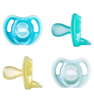 Tommee Tippee Ultra-Light Soothers, 6-18m, 4 Pack Blue, Green & Yellow