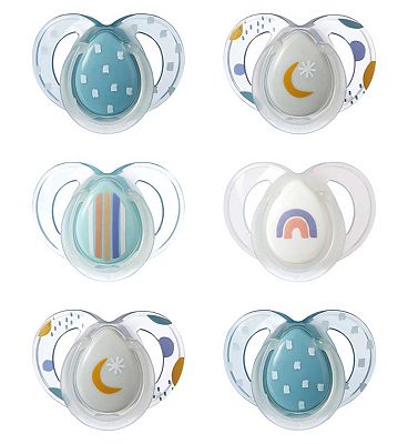 Tommee Tippee Night Time Soother, 6-18m, 6 Pack,  Glow in The Dark Soothers