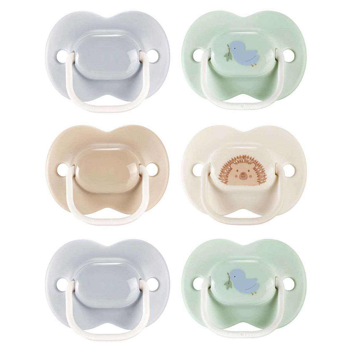 Tommee Tippee Anytime Soothers, Symmetrical, 0-6M, 6 Pack, Blue Neutrals