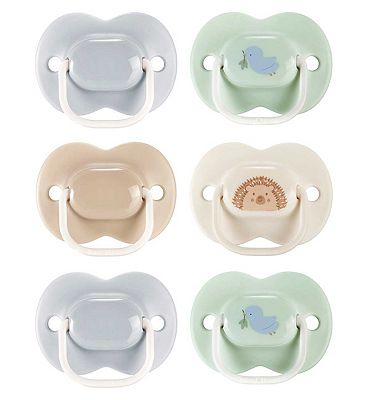 Tommee Tippee Anytime Soothers, Symmetrical, 0-6m, 6 Pack, Blue Neutrals