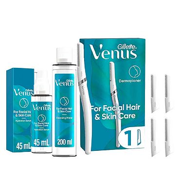 Venus Dermaplaning Kit, Dermaplaning Tool, Blades, Cleanser and Serum Bundle