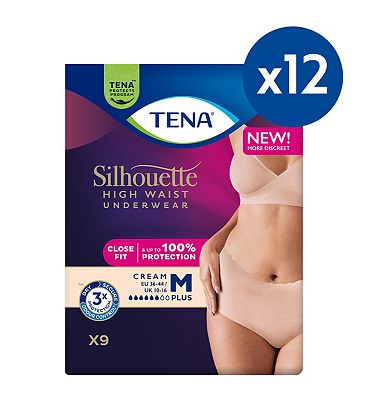 Tena silhouette Pants Plus Medium High Waist Cream 9s 12 Pack Bundle