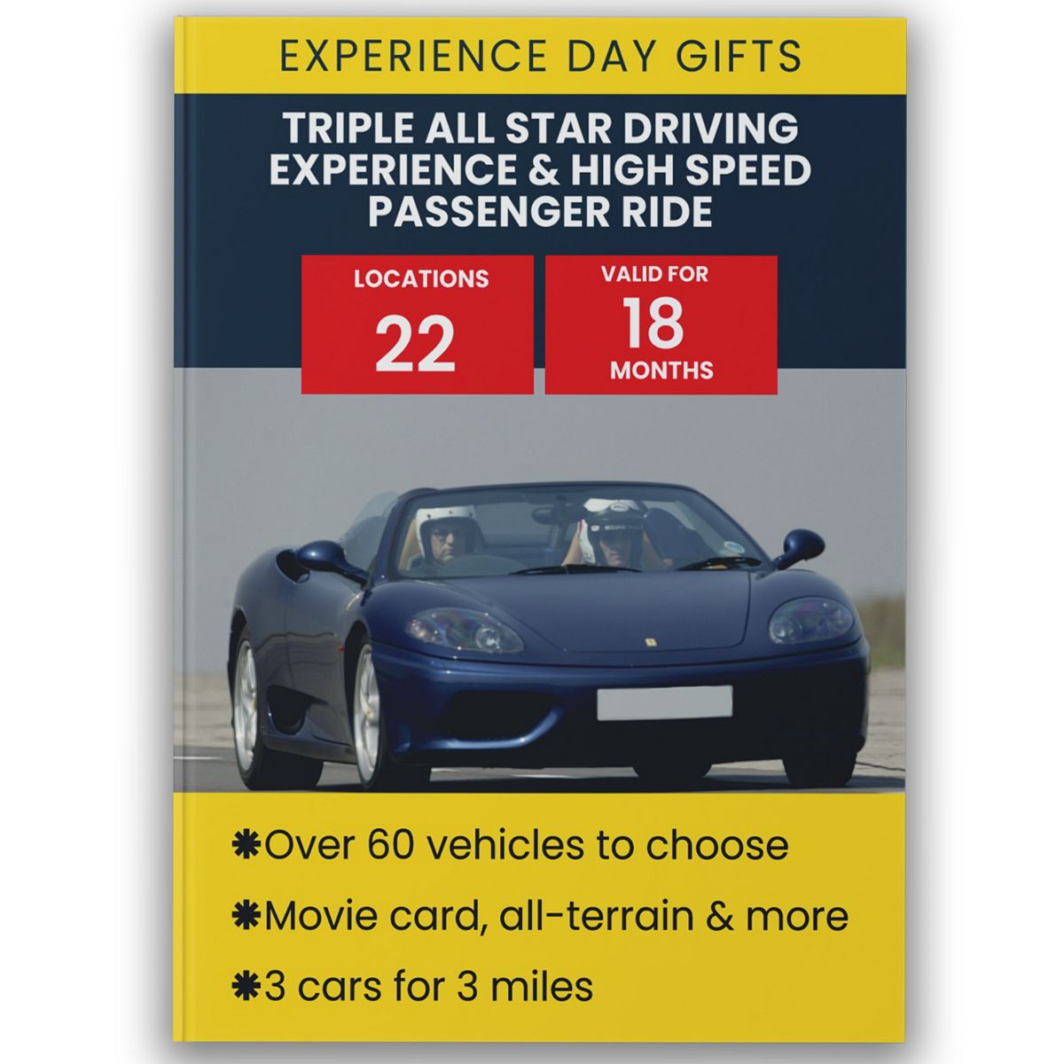 Activity Superstore Triple All Star Driving Experience & High Speed Passenger Ride Gift Multicolor