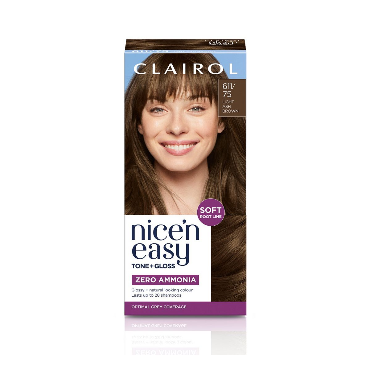 Clairol Nice'n Easy Tone+Gloss Semi-Permanent Hair Dye Light Ash Brown 611/75