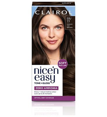 Clairol Nice n Easy Tone+Gloss Semi Permanent Hair Dye Medium Ash Brown 511/77
