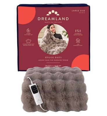 Dreamland Hygge Days Faux Fur Intelliheat Electric Throw Mocha 160