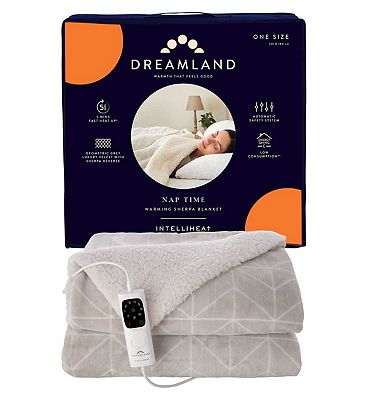 Dreamland Naptime Sherpa Electric Blanket Tartan Beige 180 x 135cm