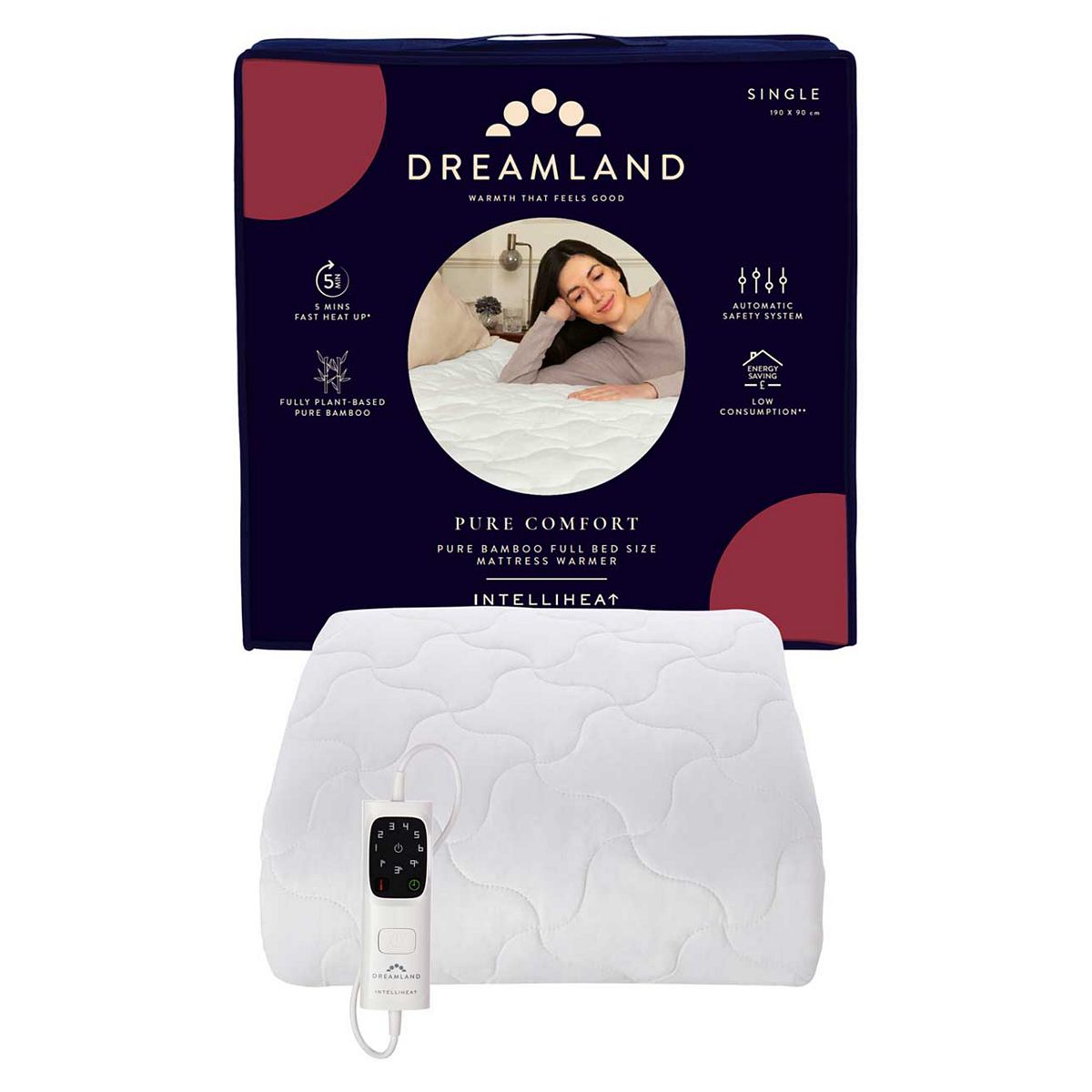 Dreamland Pure Comfort Bamboo Electric Underblanket - Single 190 X 90Cm