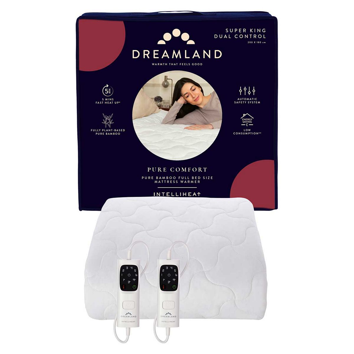 Dreamland Pure Comfort Bamboo Electric Underblanket - Super King Dual Control 200 X 180Cm