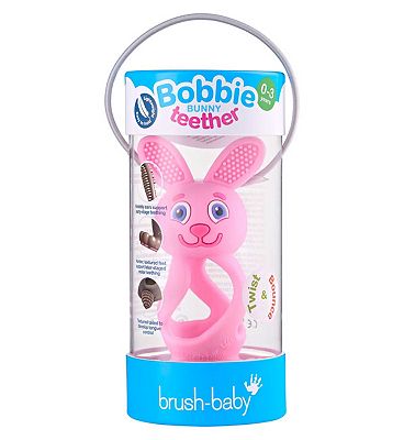 Bobbie Bunny Baby Teether Toy Rose Pink   Twist & Bounce Teething Toy