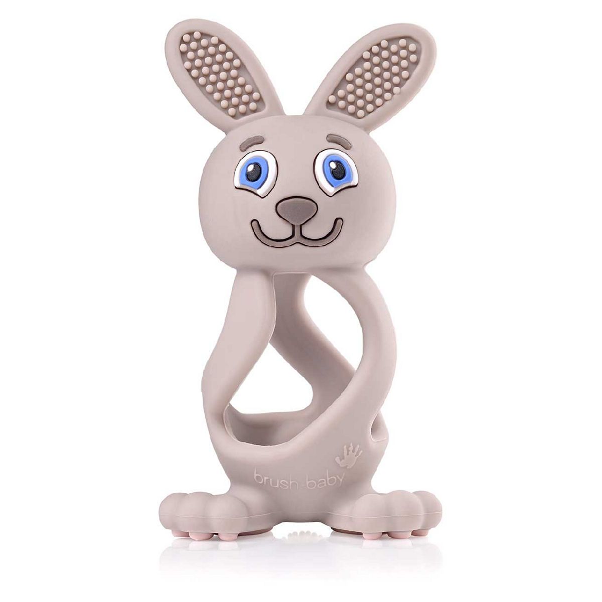 Brush Baby Bobbie Bunny Baby Teether Toy Cappuccino Grey | Twist & Bounce Teething